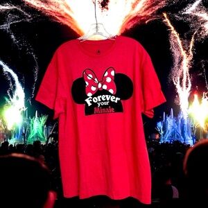 Disney Women's T Shirt Size L Minnie Mouse Forever Your Minnie Short Sleeve‎ New